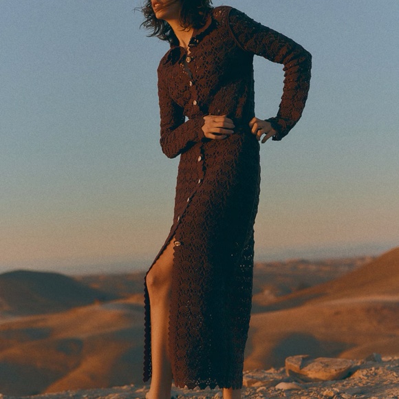 NWT H&M brown crochet dress / skirt set